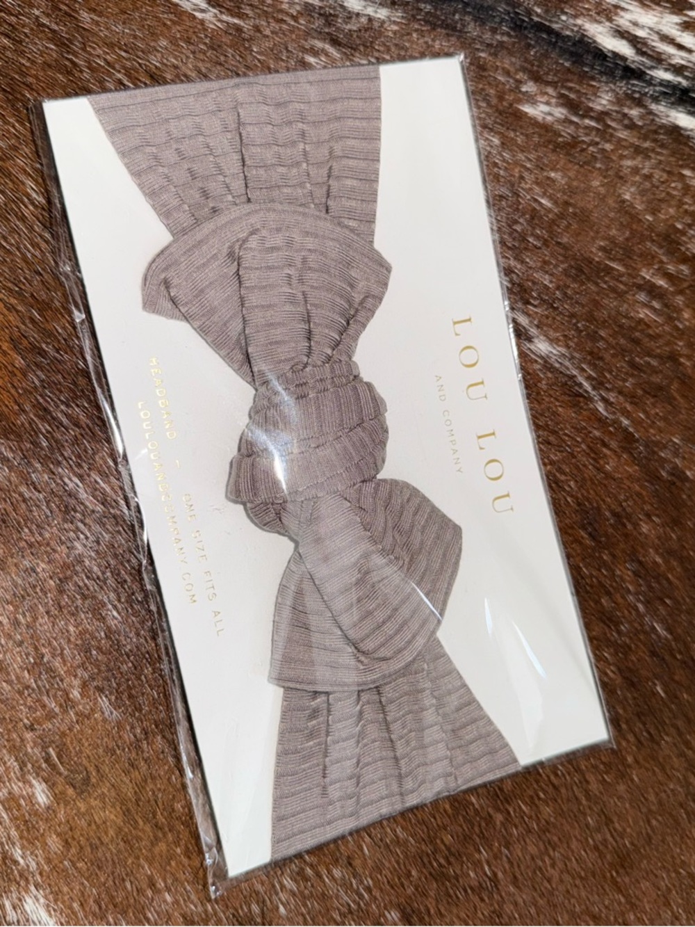 Lou Lou & Company Taupe Ribbed Knot Headwrap